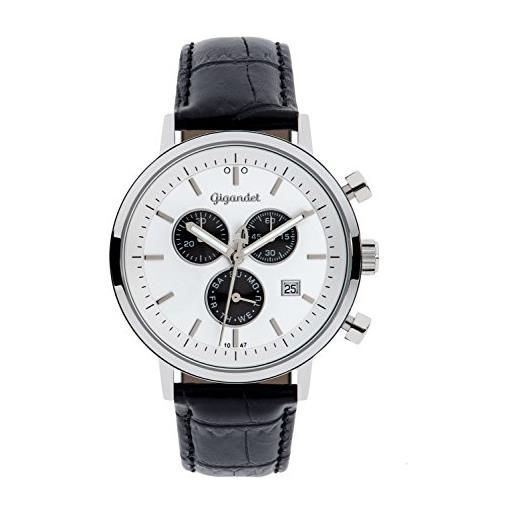Gigandet classico orologio uomo cronografo analogico quartz bianco nero g6-002