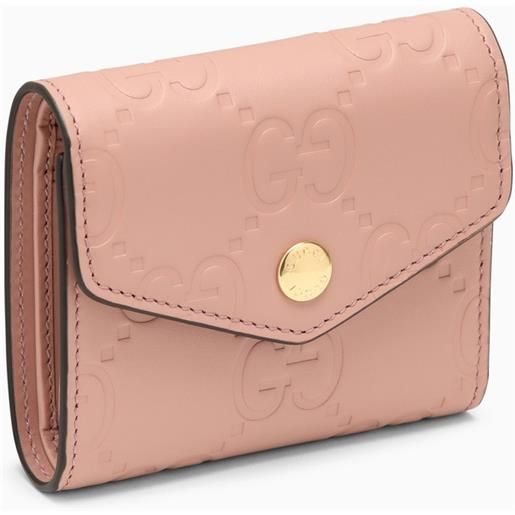 GUCCI portafoglio tri-fold rosa in pelle