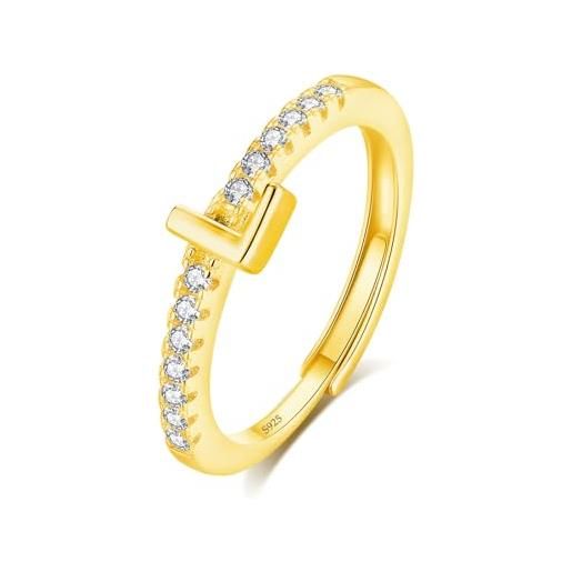 INFUSEU anello con iniziale, argento 925 18k oro anelli donna regolabili a-z lettera l captiale impilabili personalizzato nome gioielli regalo di mamma donna