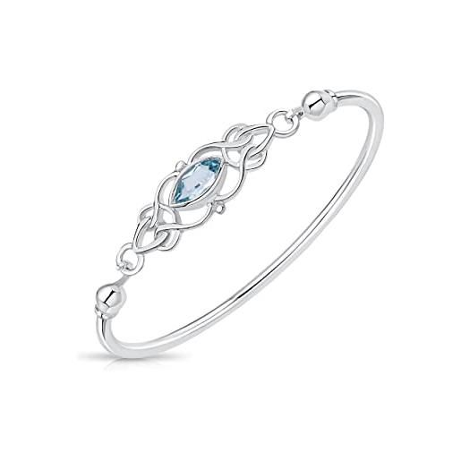 DTPsilver® - bracciale donna argento 925 - bracciale argento con nodo celtico della trinità - braccialetto argento con topazio blu