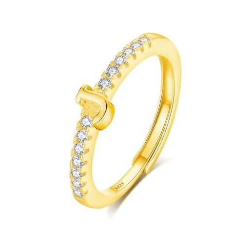 INFUSEU anello con iniziale, argento 925 18k oro anelli donna regolabili a-z lettera j captiale impilabili personalizzato nome gioielli regalo di mamma donna