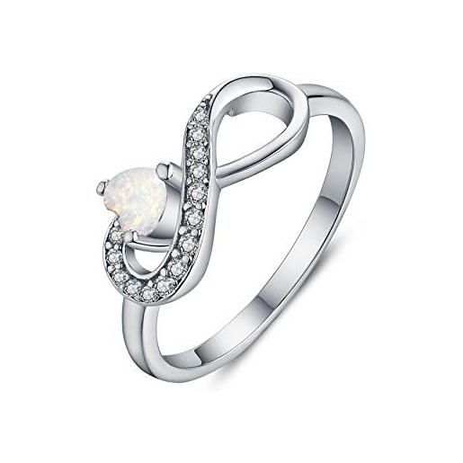 JO WISDOM anelli cuore infinito argento 925 aaa zirconia cubica opale di fuoco bianco