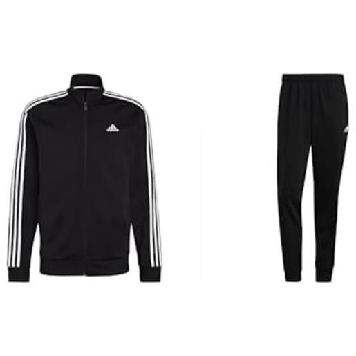 adidas essentials warm-up 3-stripes track top sweatshirt, hombre, black/white, s essentials warm-up tapered 3-stripes tracksuit bottoms pants, hombre, black/white, s