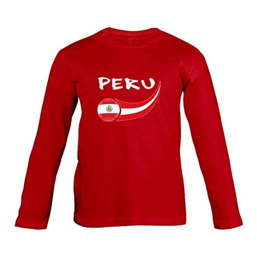 Supportershop perù - maglietta a maniche lunghe da ragazzo, bambina, maglia a maniche lunghe, 5060542529808, rosso, fr: s (taille fabricant: 4 ans)
