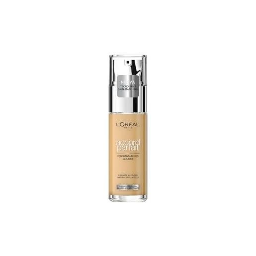 L'Oréal Paris accord parfait fondotinta liquido, idratazione 24h, per tutti tipi di pelle, incarnato dal colorito naturale e uniforme, 30 ml, 3d/w golden beige