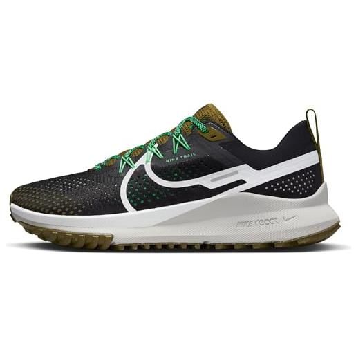 Nike react pegasus trail 4, basso uomo, black/white-olive flak-spring green, 49.5 eu