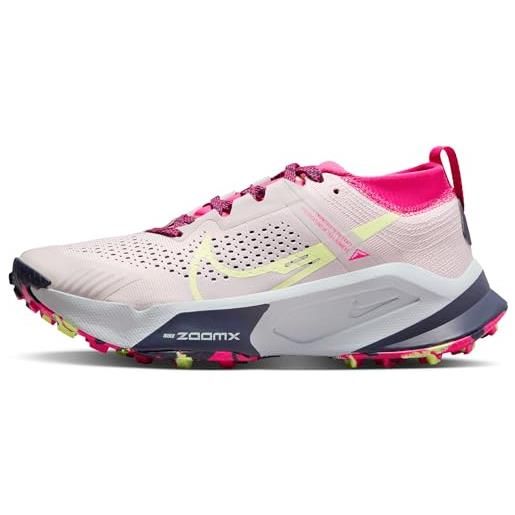 Nike w zoomx zegama trail, basso donna, platinum violet luminous green fireberry, 35.5 eu