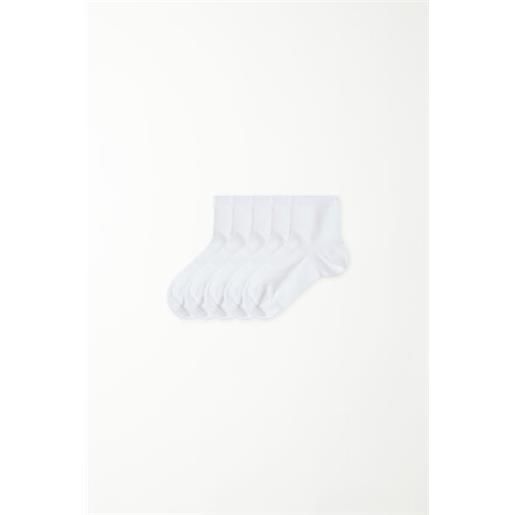Tezenis 5 paia calzini corti in cotone leggero bimbi unisex unisex bianco