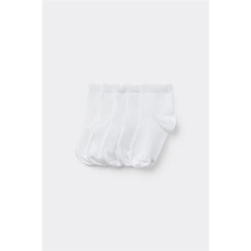 Tezenis 5 paia calzini corti in cotone leggero bimbi unisex unisex bianco