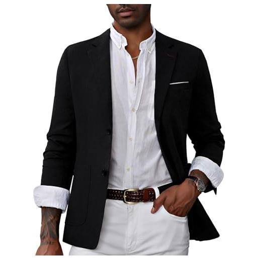 PaulJones blazer da uomo cappotti moda casual con risvolto giacca a due bottoni m nero 476-4