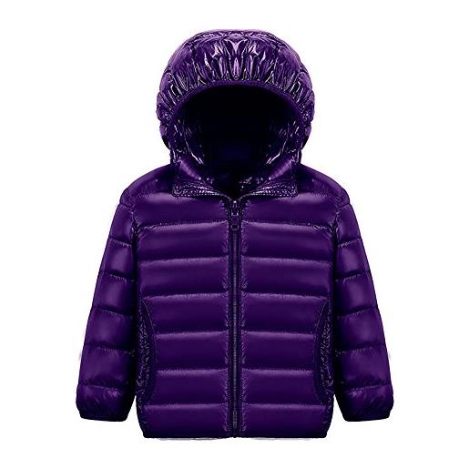 MISSMAO piumino bambini giacca sportiva di piuma ragazzi ragazze bimba bambina imbottita cappotto a vento impermeabile viola scuro 6 anni