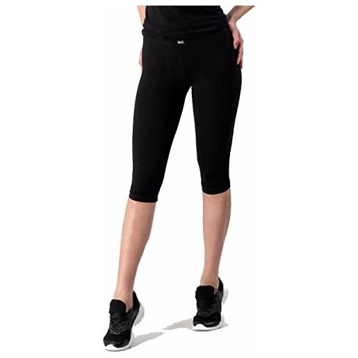 Everlast leggings 3/4 donna pantaloni sport palestra fitness fuseaux corto sportivo nero (medium)