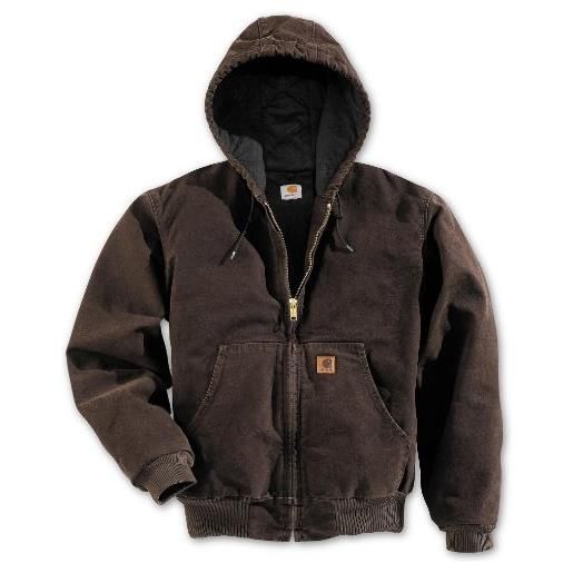 Carhartt active jacket j130, giacca da uomo, foderata in flanella dark brown medium
