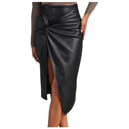 tinetill gonna in pelle pu gonna midi da donna con spacco vita alta gonne al ginocchio gonna aderente gonna elegante gonna casual a-line gonna lunga estiva attillata