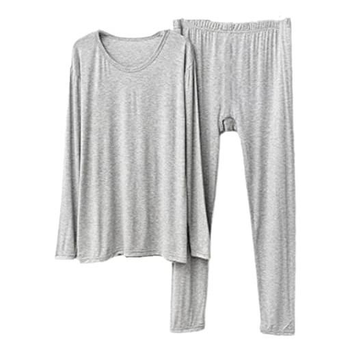 Disimlarl set pigiama in cotone modale da donna autunno inverno taglie forti, set grigio. , 7x-large