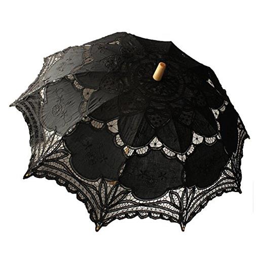 5Five jellbaby ombrello parasole in pizzo bianco vittoriano da donna, accessorio decorativo per feste nuziali, colore nero