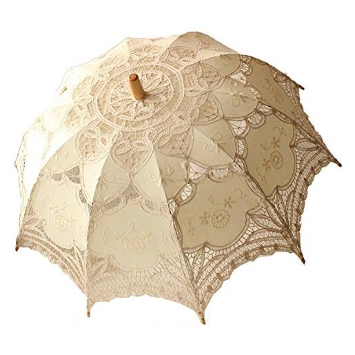Jellbaby ombrello parasole in pizzo bianco vittoriano da donna, accessorio decorativo per feste nuziali, colore nero