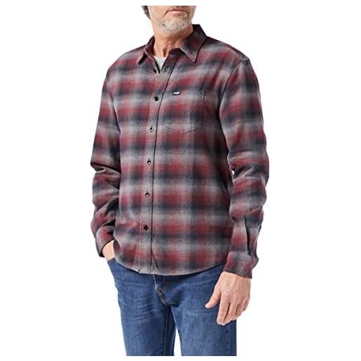 Wrangler 1 pocket shirt camicia, tawny port, s uomo