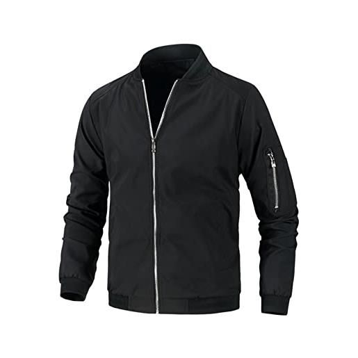 TABKER giubbotto uomo jacket men windbreaker baseball jackets men jackets outdoor streetwear coat (color: schwarz, size: xxs)