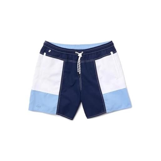 Lacoste pantaloncini e calzoncini uomo colourblock recycled cloth long swimming trunks - blu