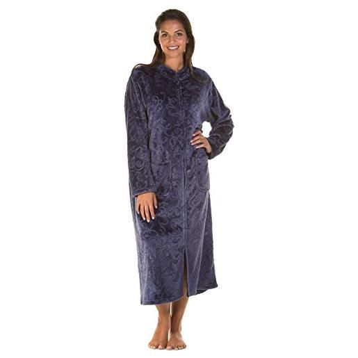 undercover lingerie lady olga embossed zip gown 4046 navy 14-16
