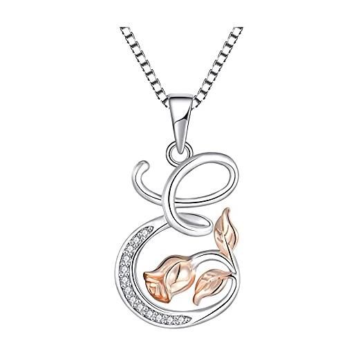 Starchenie collana alfabeto con rose collana lettera e ciondolo zirconi collana in argento 925 da donna