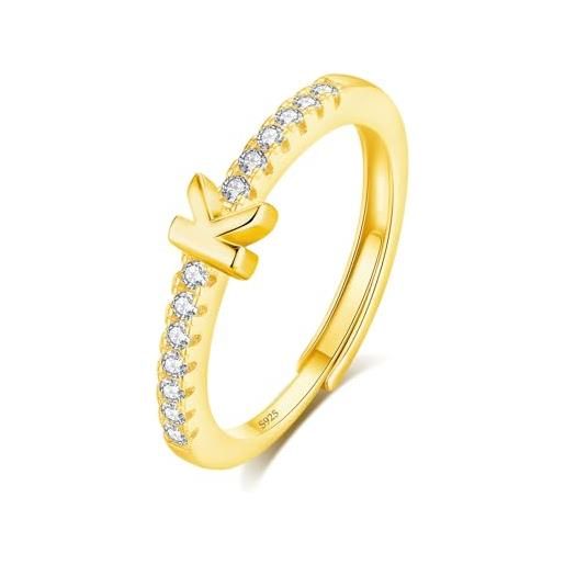 INFUSEU anello con iniziale, argento 925 18k oro anelli donna regolabili a-z lettera k captiale impilabili personalizzato nome gioielli regalo di mamma donna