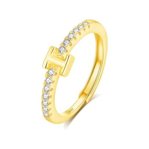 INFUSEU anello con iniziale, argento 925 18k oro anelli donna regolabili a-z lettera i captiale impilabili personalizzato nome gioielli regalo di mamma donna