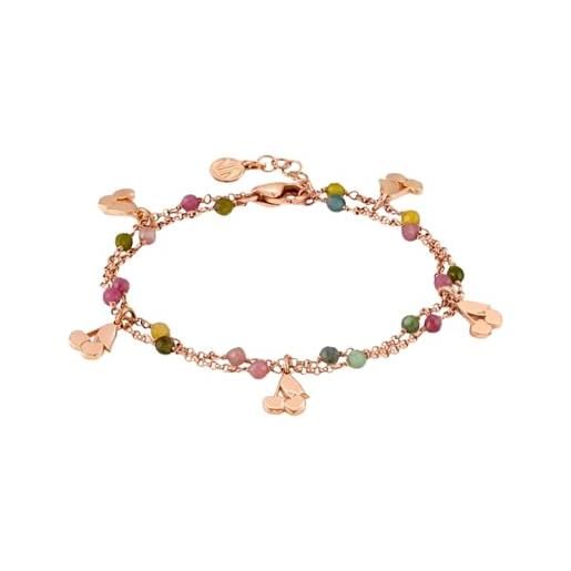 Nomination | bracciale donna collezione mon amour - acciaio, argento 925 e cristalli con pendenti a forma di ciliegia in oro rosa - made in italy - 16/18 cm (oro rosa ciliegia)