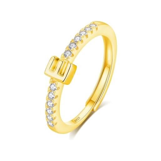 INFUSEU anello con iniziale, argento 925 18k oro anelli donna regolabili a-z lettera captiale e impilabili personalizzato nome gioielli regalo di mamma donna