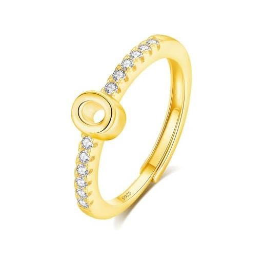 INFUSEU anello con iniziale, argento 925 18k oro anelli donna regolabili a-z lettera o captiale impilabili personalizzato nome gioielli regalo di mamma donna