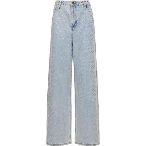 SELF-PORTRAIT jeans larghi in denim di cotone / decorazioni
