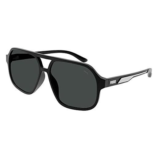 PUMA pu0368s occhiali da sole, black-black-smoke, 60 uomo, black-black-smoke