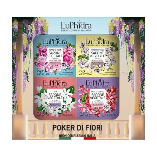 Euphidra poker di fiori cofanetto con 4 saponette mani