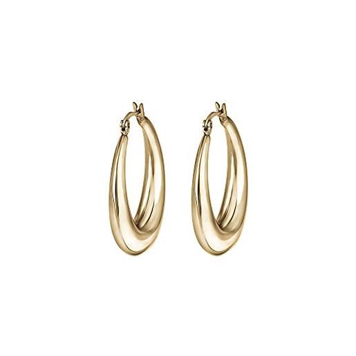 Breil - women's earrings hyper collection tj3045 - gioielleria donna - orecchini a cerchio per donna in acciaio dorato ip ultraleggero, con finitura specchiata e chiusura alla francese - oro