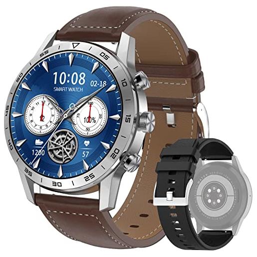 DTNO.I orologio smartwatch chiamate bluetooth da 1,39 pollici schermo a colori ips con notifiche messaggi sonno cardiofrequenzimetro contapassi orologi fitness regalo natale per uomo (argento)
