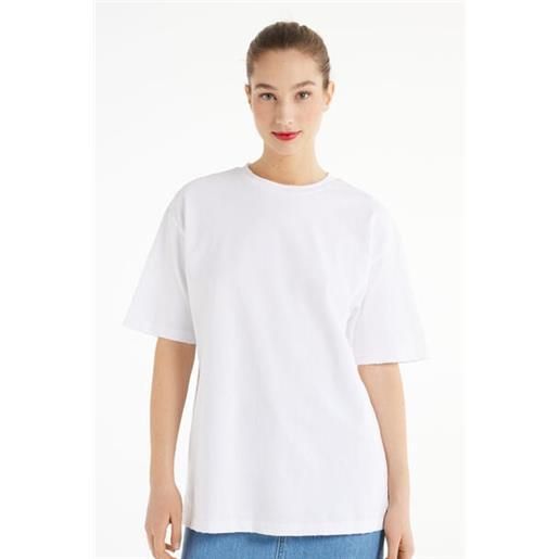 Tezenis t-shirt in cotone a girocollo con strappi donna bianco