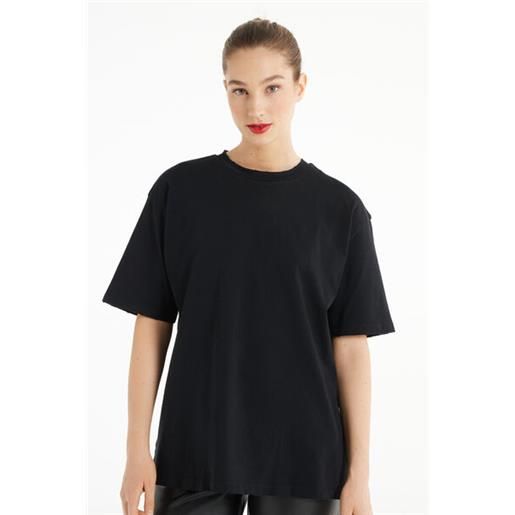 Tezenis t-shirt in cotone a girocollo con strappi donna nero