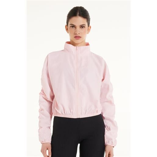 Tezenis giacca con zip in tessuto tecnico con arricci donna rosa chiaro