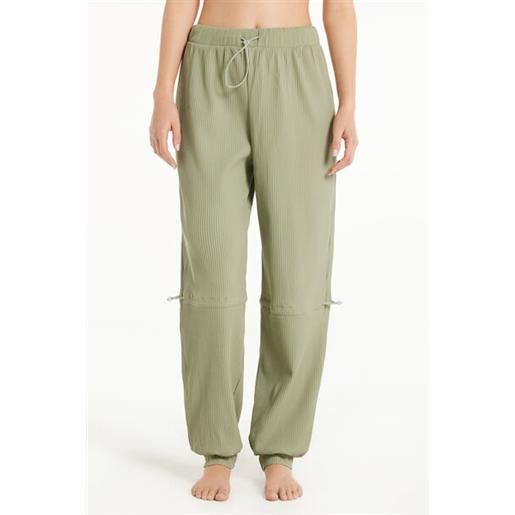 Tezenis jogger a costine con elastici regolabili donna verde