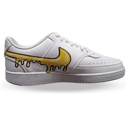 Nike scarpe moda uomo court vision bianco-gialle