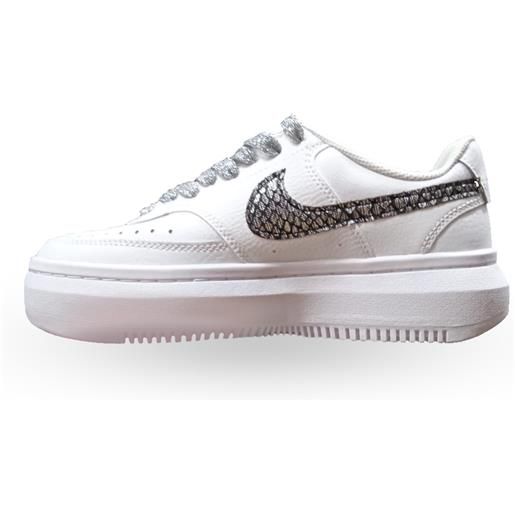 Nike scarpe moda w donna court vision platform bianco-glitter