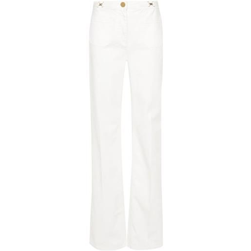 Elisabetta Franchi jeans dritti con placca logo - bianco