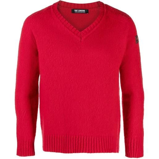 Raf Simons maglione con scollo a v - rosso