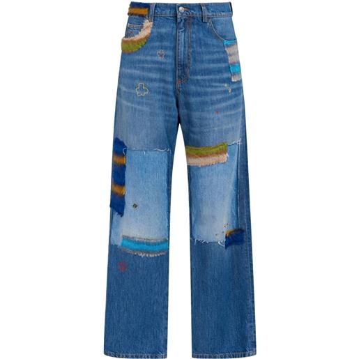 Marni jeans dritti con design patchwork - blu