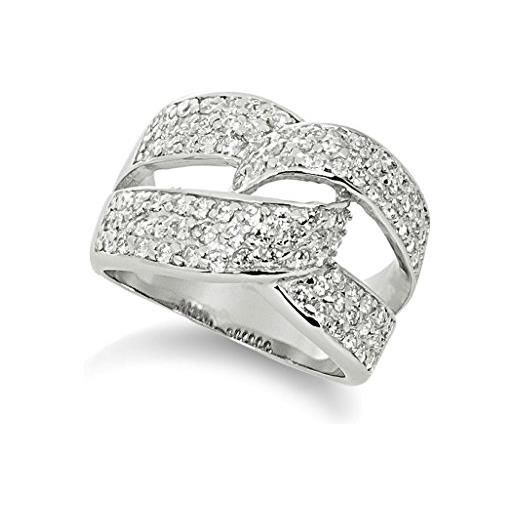 Orphelia anello per donna in argento 925 rodiato con zirconi bianchi taglio rotondo misura 50 (15,9) - 3541/50, argento, 54 (17.2), cod. Zr-3541/54