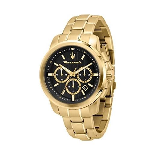 Maserati orologio da uomo, collezione successo, cronografo, in acciaio e pvd oro giallo - r8873621013