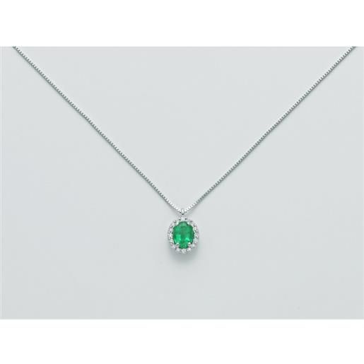 MILUNA Gioielli collana miluna oro bianco 18kt diamanti e smeraldo cld4094