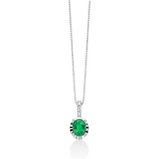 MILUNA Gioielli collana miluna oro bianco 18kt diamanti e smeraldo cld4196