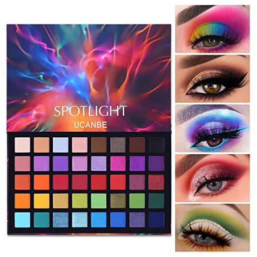 UCANBE palette ombretti 40 colori glitter opaco - ombretto occhi colorati impermeabile, a lunga durata, palette occhi setoso altamente pigmentato(01)